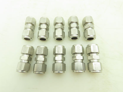 Tylok SS-8-DU Double Ferrule Union 1/2 " Tube 316 Stainless Steel Lot Of 10