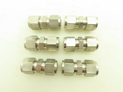 Tylok SS-8-DU Double Ferrule Union 1/2 " Tube 316 Stainless Lot Of 6