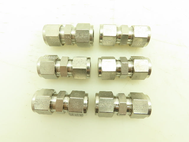 Tylok SS-8-DU Double Ferrule Union 1/2 " Tube 316 Stainless Lot Of 6