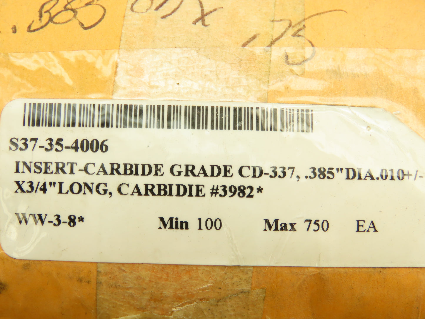 Grade CD-337 Carbide Insert Solid Round Button Blank 0.385"x 0.75"  100pcs