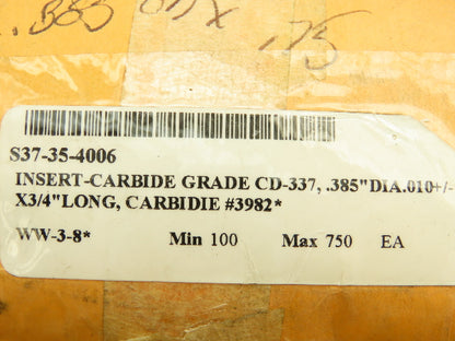 Grade CD-337 Carbide Insert Solid Round Button Blank 0.385"x 0.75"  100pcs