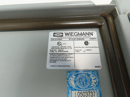 Wiegmann N12161206WW Wall Mount Enclosure Continuous Hinge 16"H 12"W 6"D