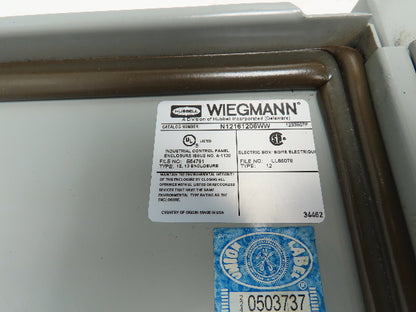 Wiegmann N12161206WW Wall Mount Enclosure Continuous Hinge 16"H 12"W 6"D