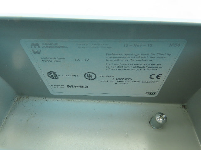 Hammond MPB3 Pushbutton 3 Hole Enclosure NEMA 13 7"H 3"W 4"D