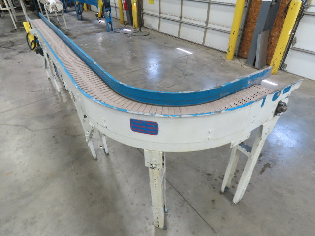 New London Engineering 7.5"x 14' PlastiTrak Plastic Chain Conveyor 90 Deg 20FPM