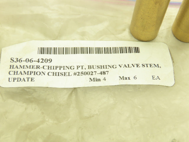 Champion 250027-487 Pneumatic Chipper Throttle Valve Stem Bushing Brass Lot of 4
