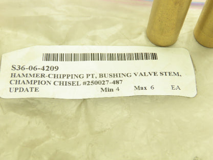 Champion 250027-487 Pneumatic Chipper Throttle Valve Stem Bushing Brass Lot of 4