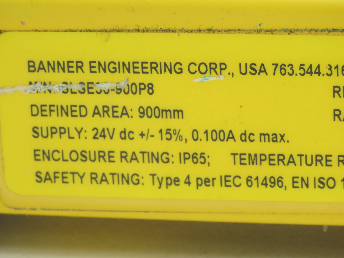 Banner SLSE30-900P8 EZ-SCREEN LP Safety Light Curtain Emitter 24VDC IP65