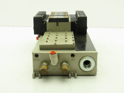 SMC NVV5FS301T-101 NVFS33005FZ Manifold Multi Port Has 5 Solenoid Valves