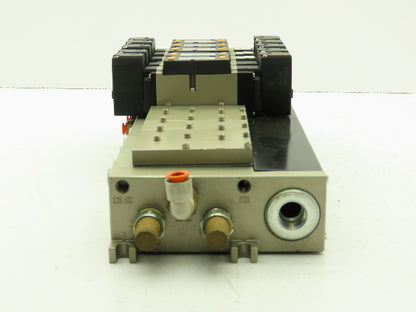 SMC NVV5FS301T-101 NVFS33005FZ Manifold Multi Port Has 5 Solenoid Valves