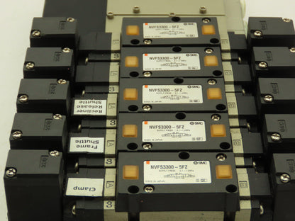 SMC NVV5FS301T-101 NVFS33005FZ Manifold Multi Port Has 5 Solenoid Valves
