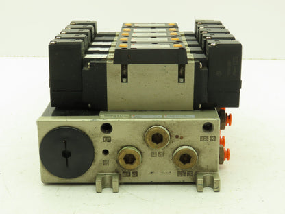 SMC NVV5FS301T-101 NVFS33005FZ Manifold Multi Port Has 5 Solenoid Valves