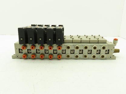 SMC NVV5FS301T-101 NVFS33005FZ Manifold Multi Port Has 5 Solenoid Valves