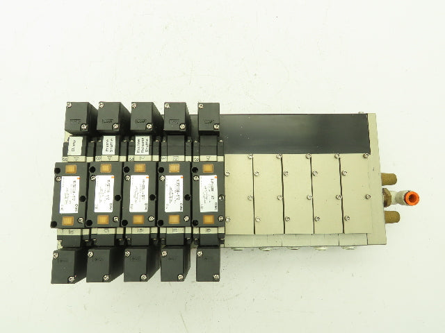 SMC NVV5FS301T-101 NVFS33005FZ Manifold Multi Port Has 5 Solenoid Valves