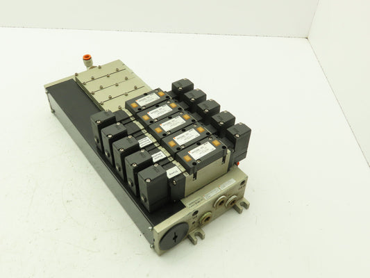 SMC NVV5FS301T-101 NVFS33005FZ Manifold Multi Port Has 5 Solenoid Valves