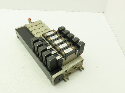 SMC NVV5FS301T-101 NVFS33005FZ Manifold Multi Port Has 5 Solenoid Valves