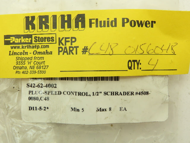 Parker Kriha 4508-0080 Flow Control Air Muffler 1/2" NPT  Lot of 4