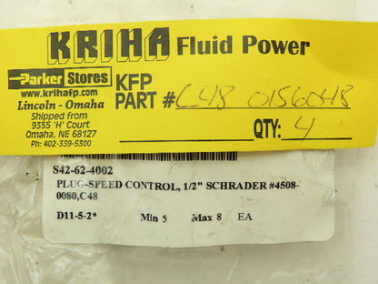 Parker Kriha 4508-0080 Flow Control Air Muffler 1/2" NPT  Lot of 4