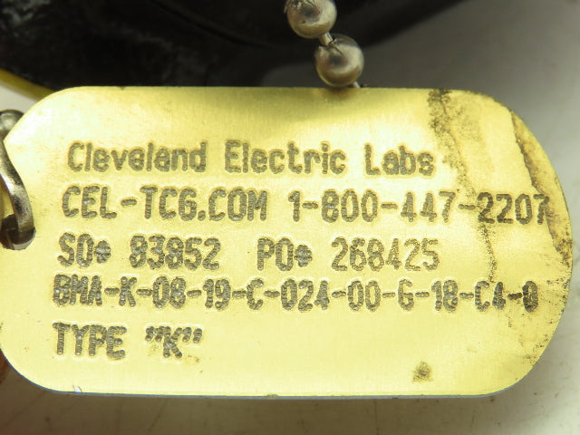 Cleveland Electric BMA-K-08 Base Metal Pipe Thermocouple 3/4" NPT Type K 24"