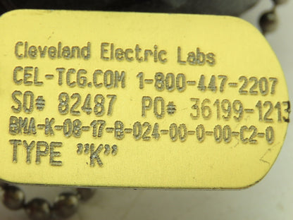 Cleveland Electric BMA-K-08 Base Metal Pipe Thermocouple 1/2" NPT Type K 24"
