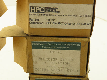 Homewood Products OT1S1 Selector Switch 2 Position Black Lot Of 4