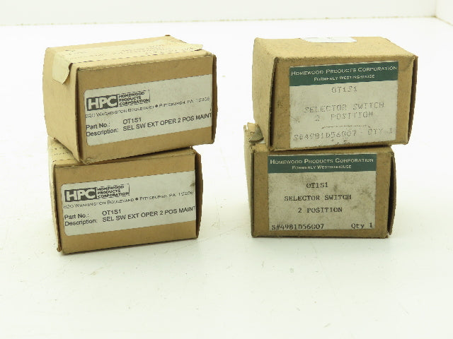 Homewood Products OT1S1 Selector Switch 2 Position Black Lot Of 4