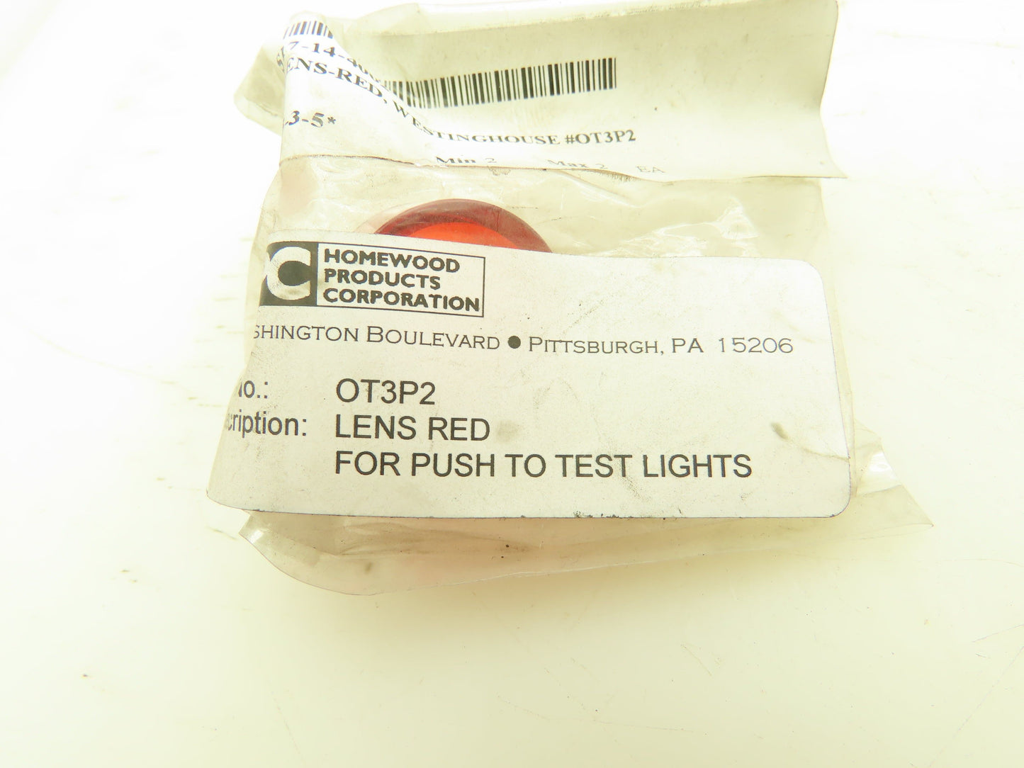 Homewood Products OT3P2 Push To Test Lens Lights Red Lot Of 5