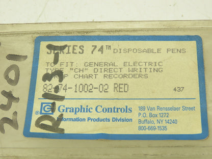 Graphic Controls 82-74-1002-02 RED Disposable Pen for Chart Recorder  Lot of 4