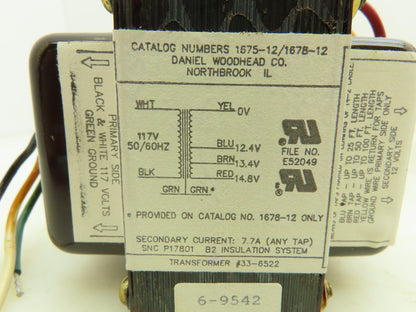 Daniel Woodhead 1678-12 Low Voltage Transformer 3 Wire 12VAC Output