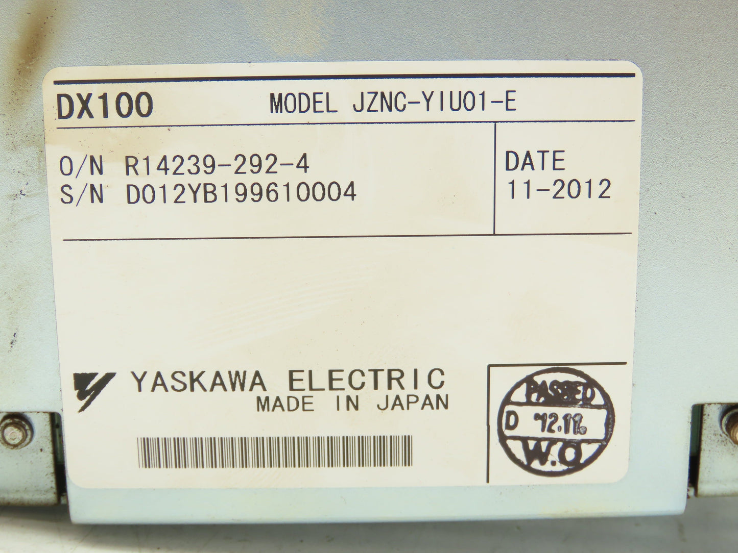 Yaskawa JZNC-YIU01-E Robotic Servo Controller DX100