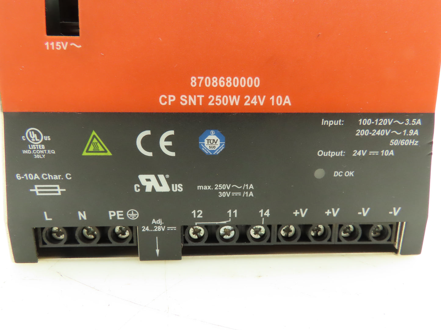 Weidmuller 870868000 Power Supply CP SNT 250W 24VDC 10A