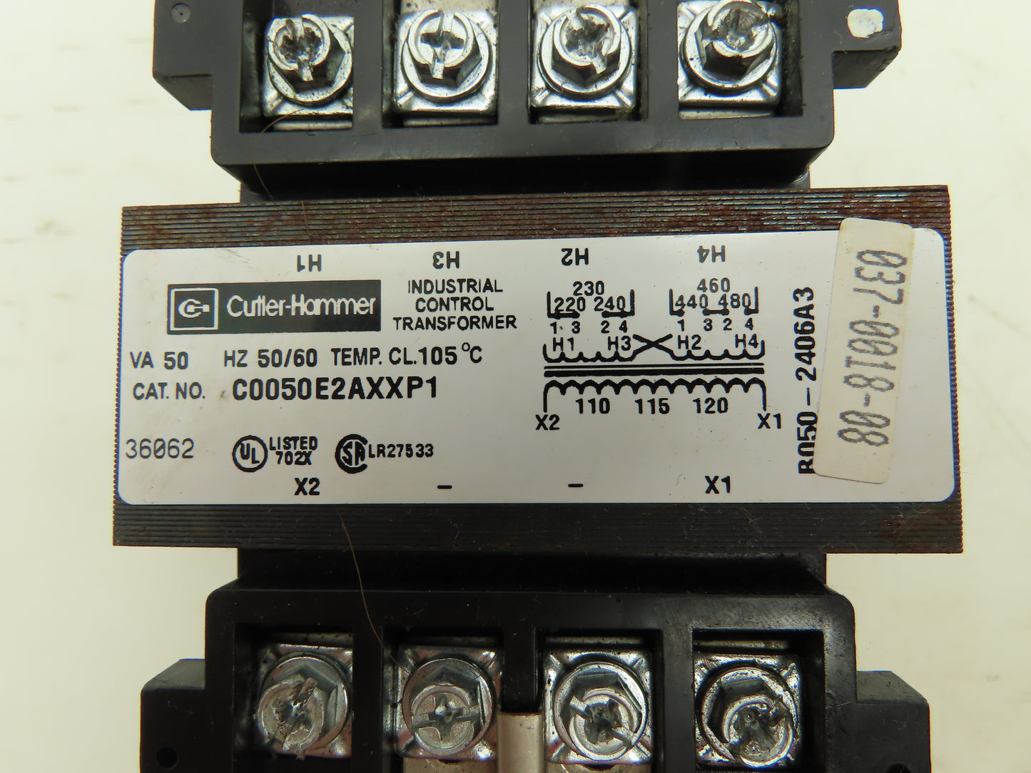 Cutler Hammer C0050E2AXXP1 Transformer 50VA 240/480V 50/60Hz 1Ph