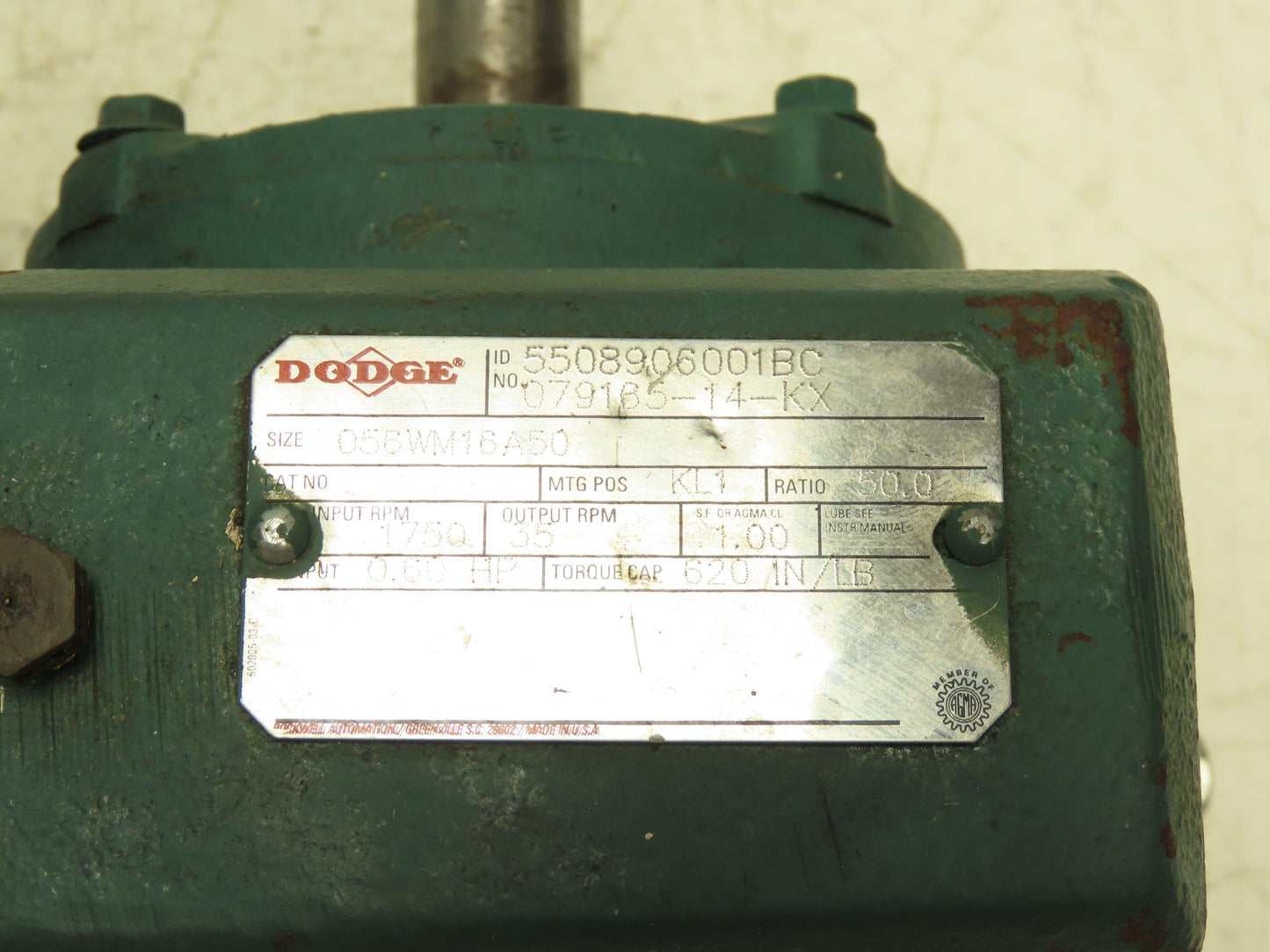Dodge Reliance Gearmotor 50:1 Reducer 1/2Hp 230/460V 3PH FB56C Dual Output