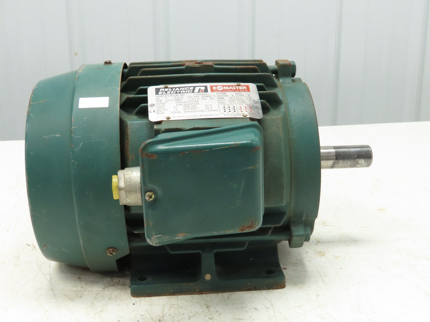 Reliance Electric P18G4901 AC Motor 5Hp 3475 RPM 230/406V 3PH 184T TEFC Foot Mt
