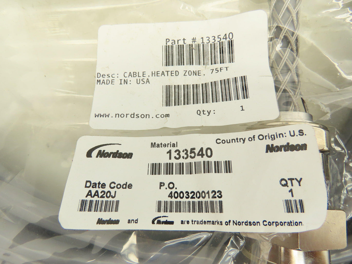 Nordson 133540 Cable Heat Zone Cord Set Amphenol 18-8P Connector 75' Wire