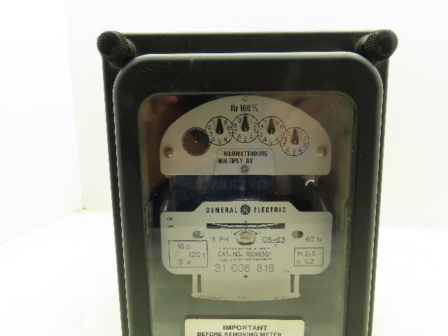 GE General Electric 700X63G1 DS-63 Watthour Meter Kilowatt Hours 2-Stator 3PH