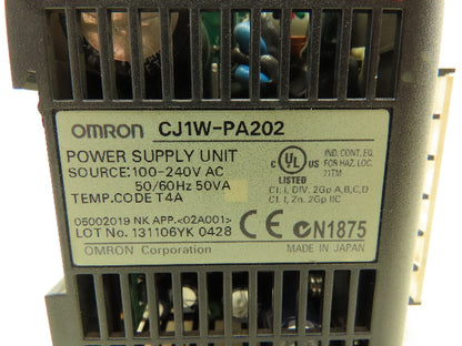 Omron CJ1W-PA202 Power Supply With Programmable Controller 100-240VAC
