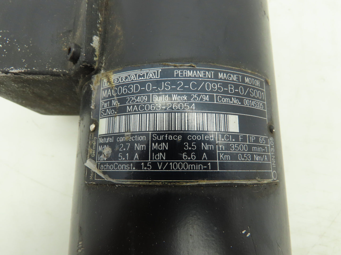 Indramat MAC063D-0-JS-2-C/095-B-0/S001 Servo Motor Gearmotor 10:1 Gearhead