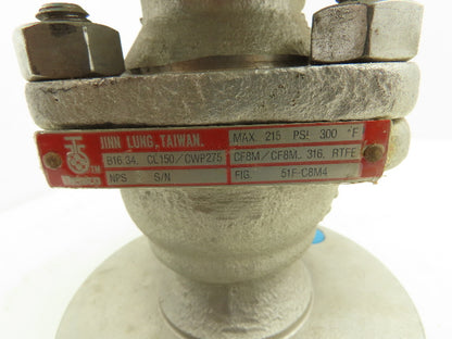 Newco 51F-C8M4  2" Flanged 2-Way Ball Valve CF8M/316 Stainless Class 150