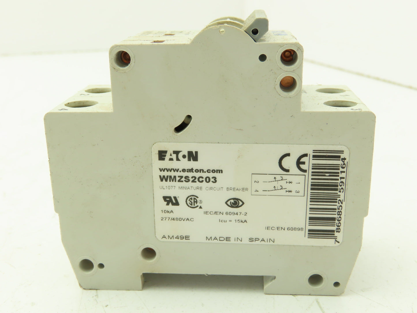 Eaton WMZS2C03 Circuit Breaker C3 3A 10kA 277/480VAC 2Ph Lot Of 3
