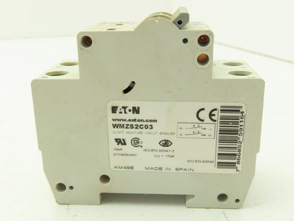 Eaton WMZS2C03 Circuit Breaker C3 3A 10kA 277/480VAC 2Ph Lot Of 3
