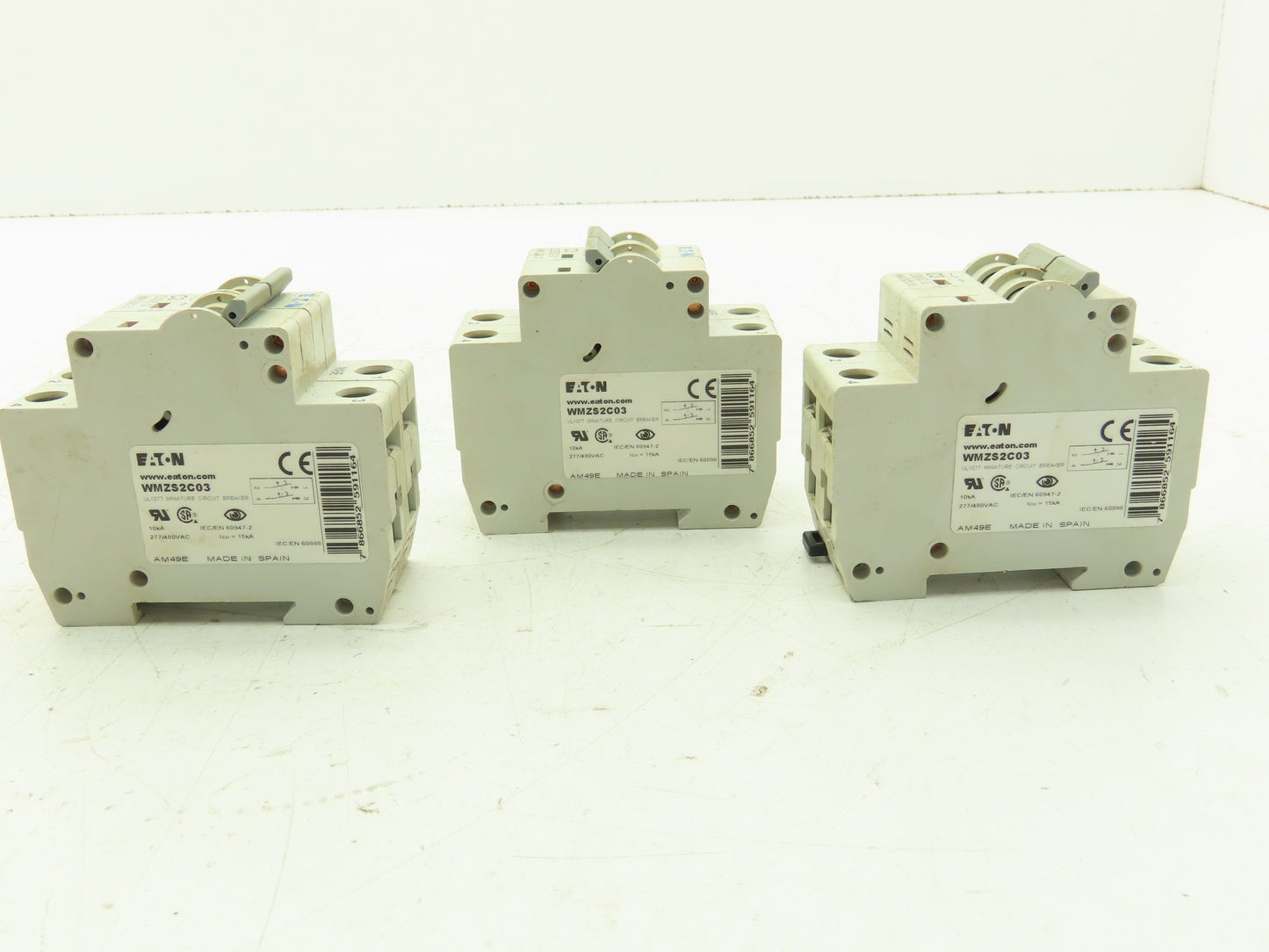 Eaton WMZS2C03 Circuit Breaker C3 3A 10kA 277/480VAC 2Ph Lot Of 3