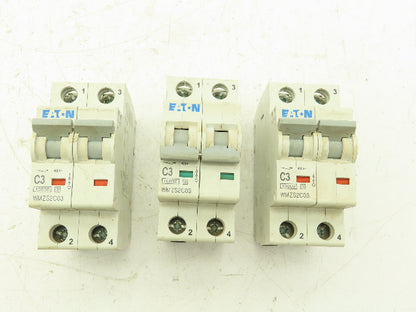 Eaton WMZS2C03 Circuit Breaker C3 3A 10kA 277/480VAC 2Ph Lot Of 3