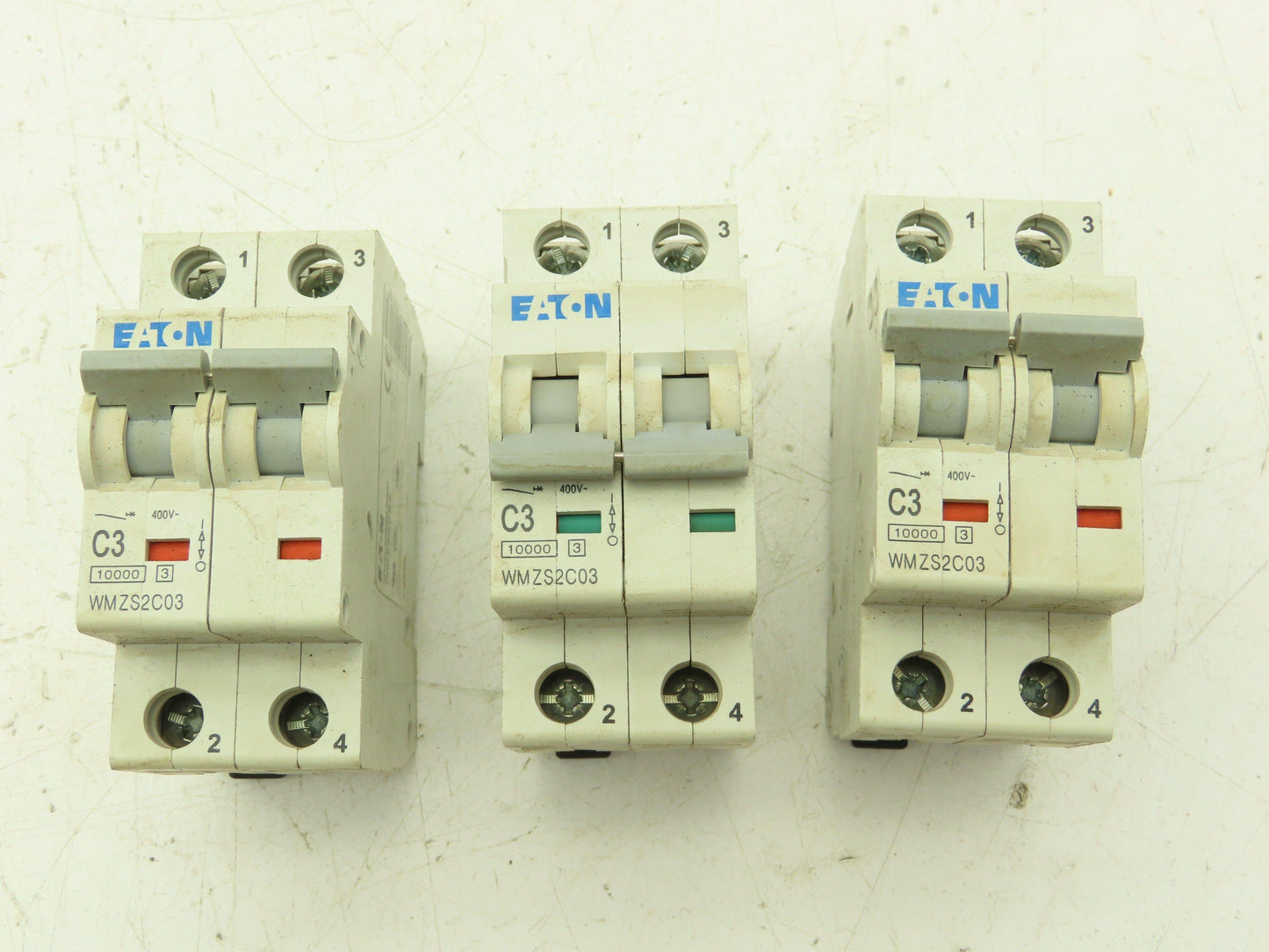 Eaton WMZS2C03 Circuit Breaker C3 3A 10kA 277/480VAC 2Ph Lot Of 3