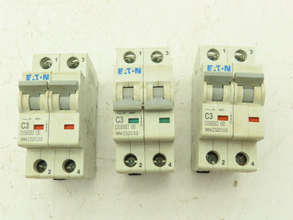 Eaton WMZS2C03 Circuit Breaker C3 3A 10kA 277/480VAC 2Ph Lot Of 3
