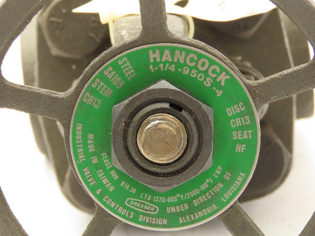 Hancock 1-1/4-950S-4 Manual Wedge Gate Valve 1-1/4" NPT Threaded Class 800
