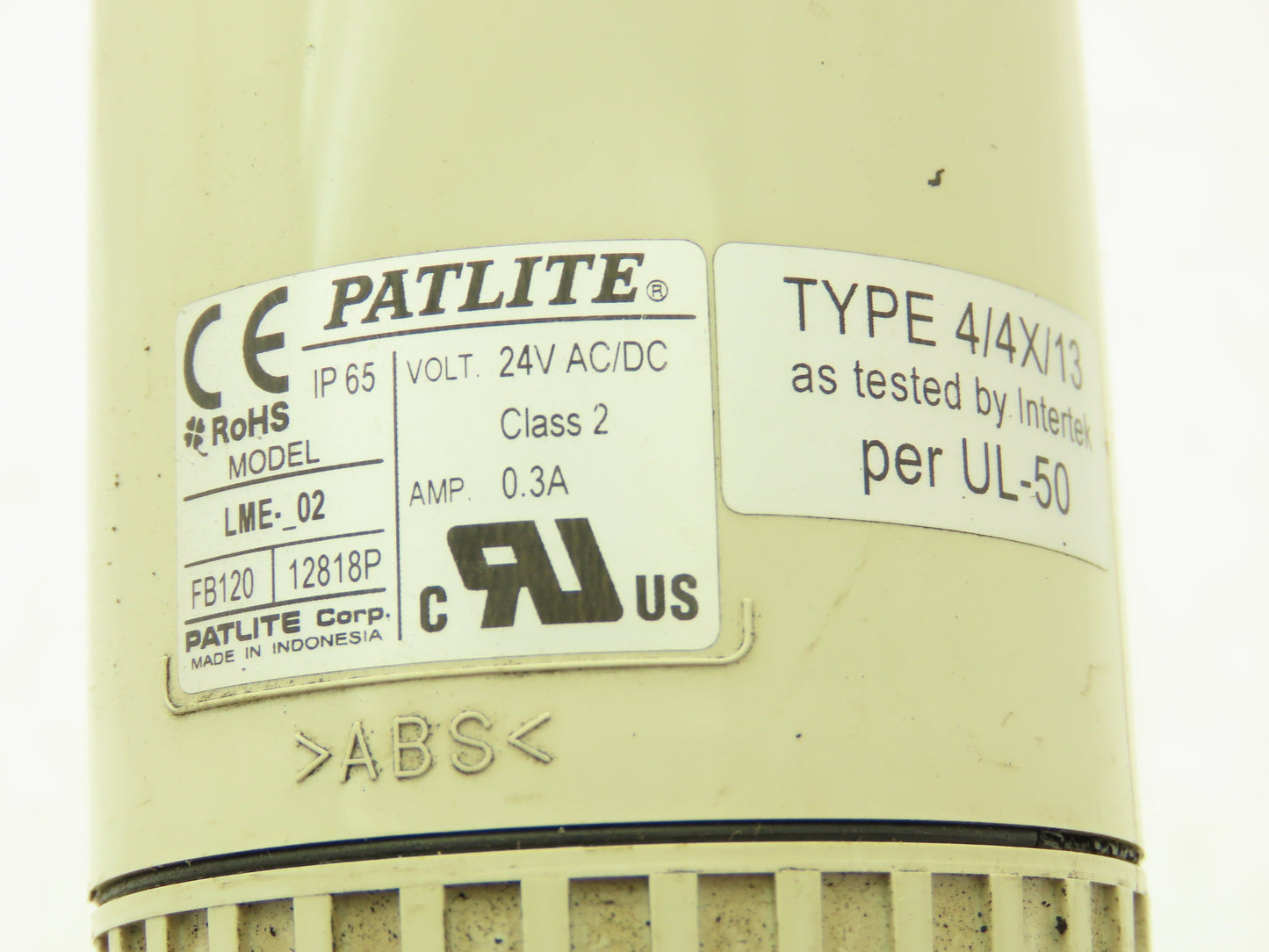 PatLite LME-02 Signal Lamp Light Stack Tower Red Orange Green 24V AC/DC