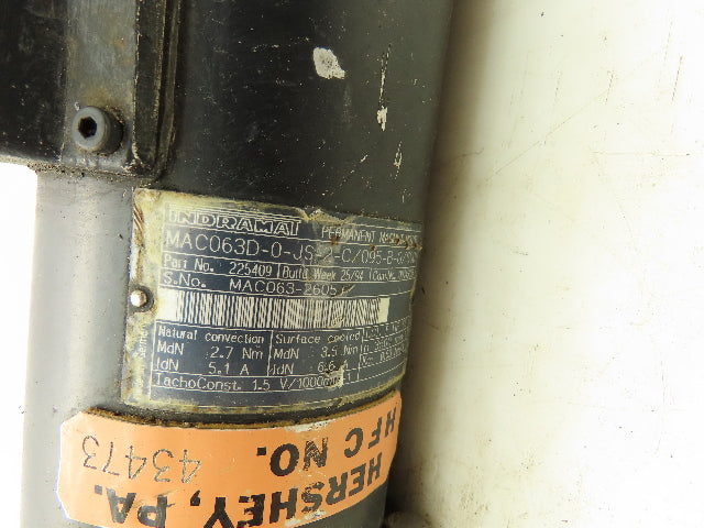 Indramat MAC063D-0-JS-2-C/095-B-0/S001 Permanent Magnet Motor Servo 10:1 Gearbox
