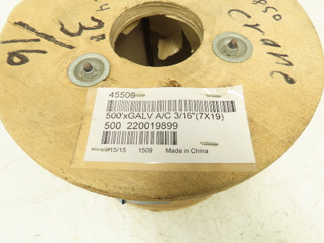 3/16"x 500' Galvanized Aircraft Cable Wire Rope 7x19