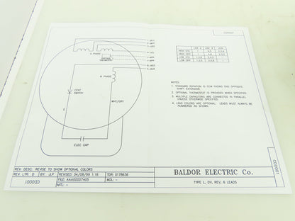Baldor VL3509 35C13-180 Electric Motor 1Hp 1Ph 115/230V 3450RPM 56C TEFC